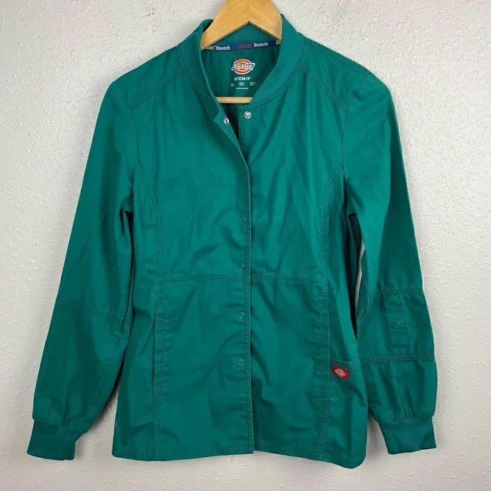 Dickies Stretch Button Down Collarless Long Sleeve Shirt Size S EUC